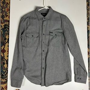 Brixton Men’s Grey Long Sleeve Button Down Flannel Shirt
